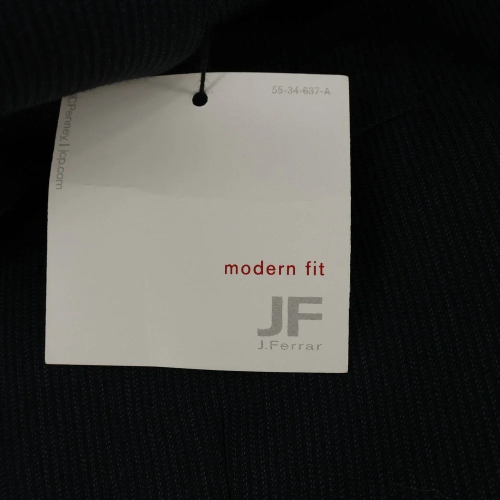 JF J.Ferrar Mens Modern Fit Navy Stripe Two-Piece Suit - 42 Long Pants 32x30 NEW